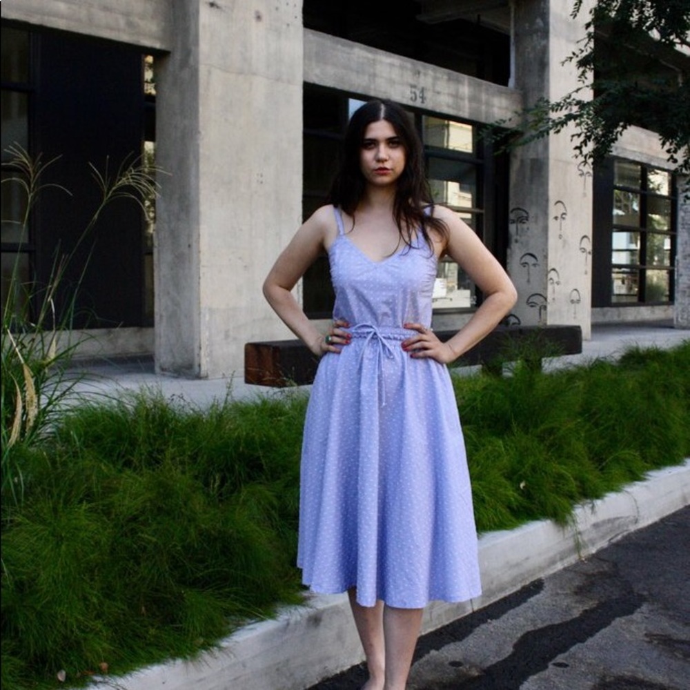 Blue Swiss Dot Louella Midi Skirt